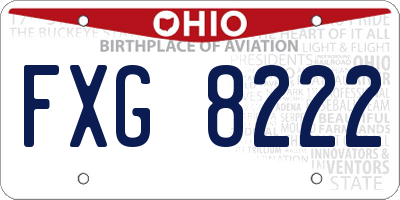 OH license plate FXG8222
