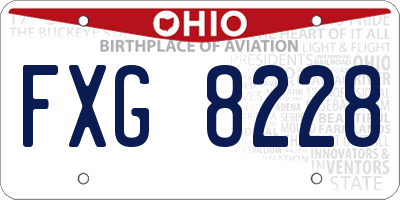 OH license plate FXG8228