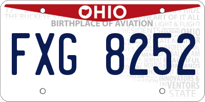OH license plate FXG8252