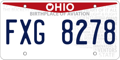 OH license plate FXG8278
