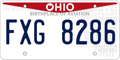 OH license plate FXG8286