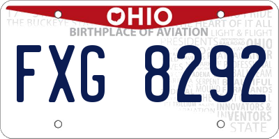 OH license plate FXG8292