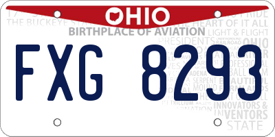 OH license plate FXG8293
