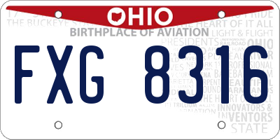 OH license plate FXG8316