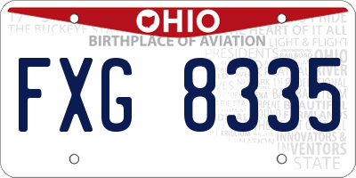 OH license plate FXG8335