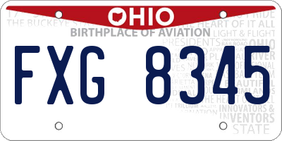 OH license plate FXG8345