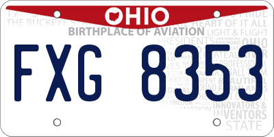 OH license plate FXG8353