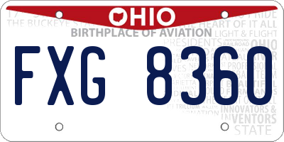OH license plate FXG8360