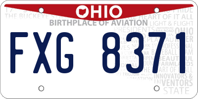OH license plate FXG8371