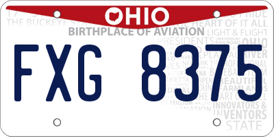 OH license plate FXG8375
