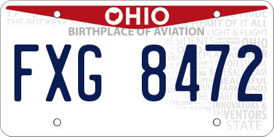 OH license plate FXG8472
