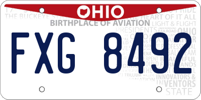 OH license plate FXG8492