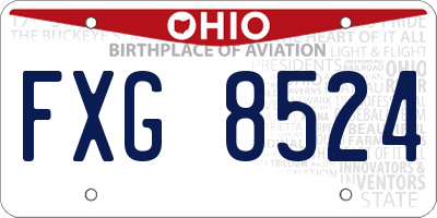 OH license plate FXG8524