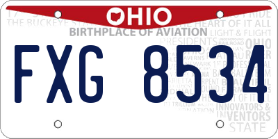 OH license plate FXG8534