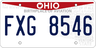 OH license plate FXG8546
