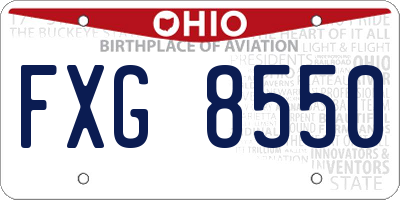 OH license plate FXG8550