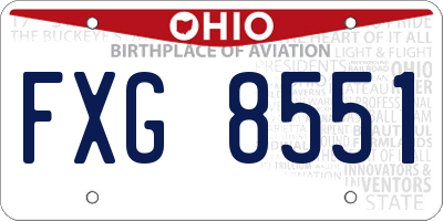 OH license plate FXG8551
