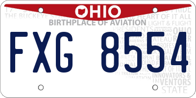 OH license plate FXG8554