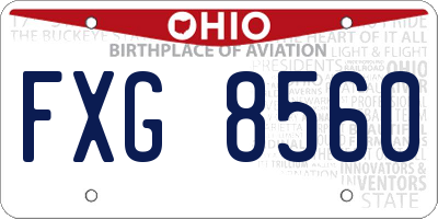 OH license plate FXG8560