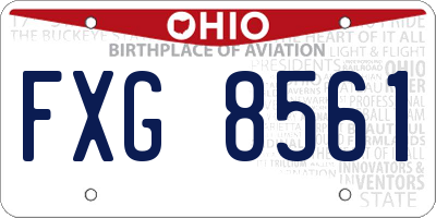 OH license plate FXG8561