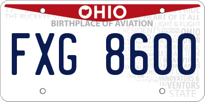 OH license plate FXG8600