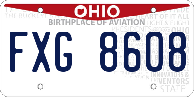 OH license plate FXG8608