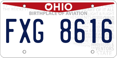 OH license plate FXG8616