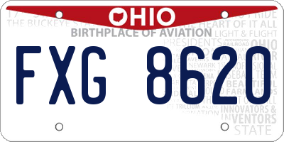 OH license plate FXG8620