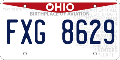 OH license plate FXG8629
