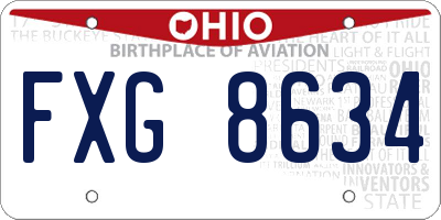 OH license plate FXG8634