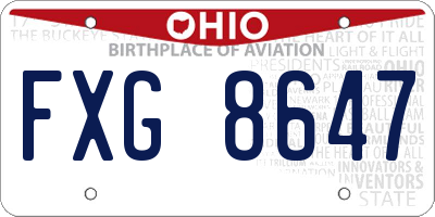 OH license plate FXG8647