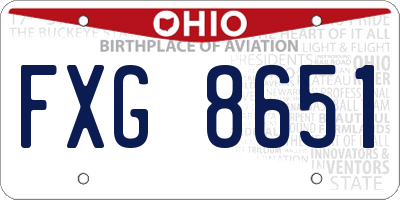 OH license plate FXG8651