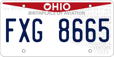 OH license plate FXG8665