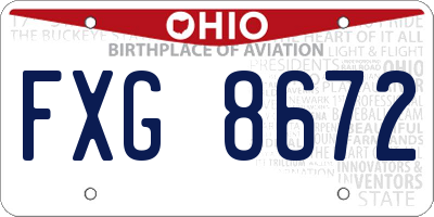 OH license plate FXG8672