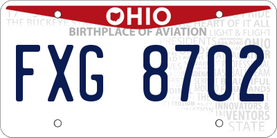 OH license plate FXG8702