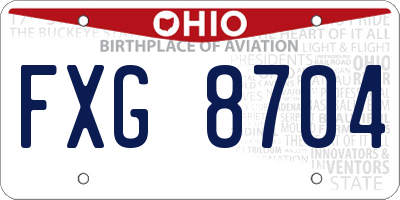 OH license plate FXG8704