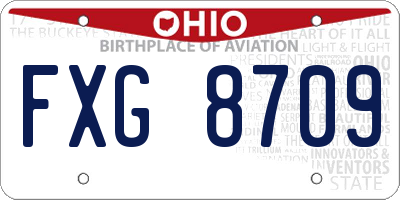 OH license plate FXG8709
