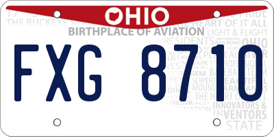 OH license plate FXG8710