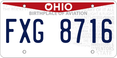 OH license plate FXG8716