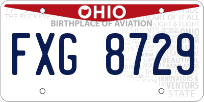 OH license plate FXG8729