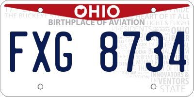 OH license plate FXG8734