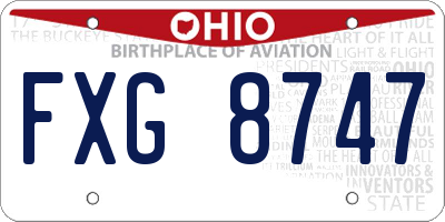 OH license plate FXG8747