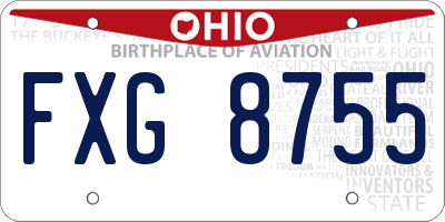 OH license plate FXG8755