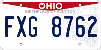 OH license plate FXG8762