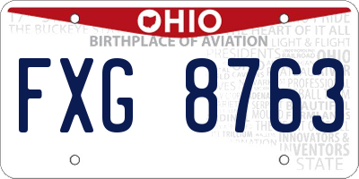 OH license plate FXG8763