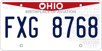 OH license plate FXG8768
