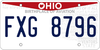 OH license plate FXG8796