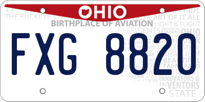 OH license plate FXG8820