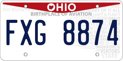 OH license plate FXG8874