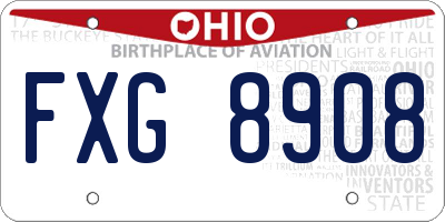 OH license plate FXG8908